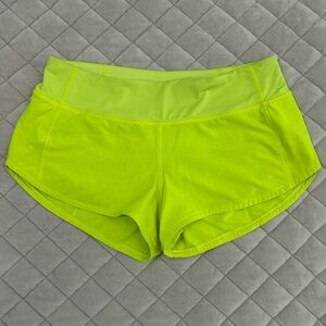 Lululemon Speed Shorts 2.5” Size 4 Women's Neon Green Shorts